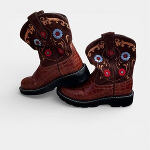 Ariat Fatbaby Western Boots Floral Embroidery Brown Size 6B